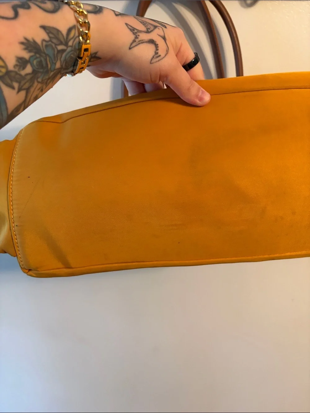 Teacher Tote—Mustard Tote Bag with Brown Handles